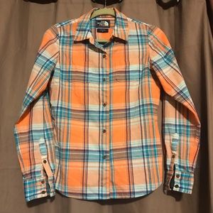 North Face long sleeve plaid shirt